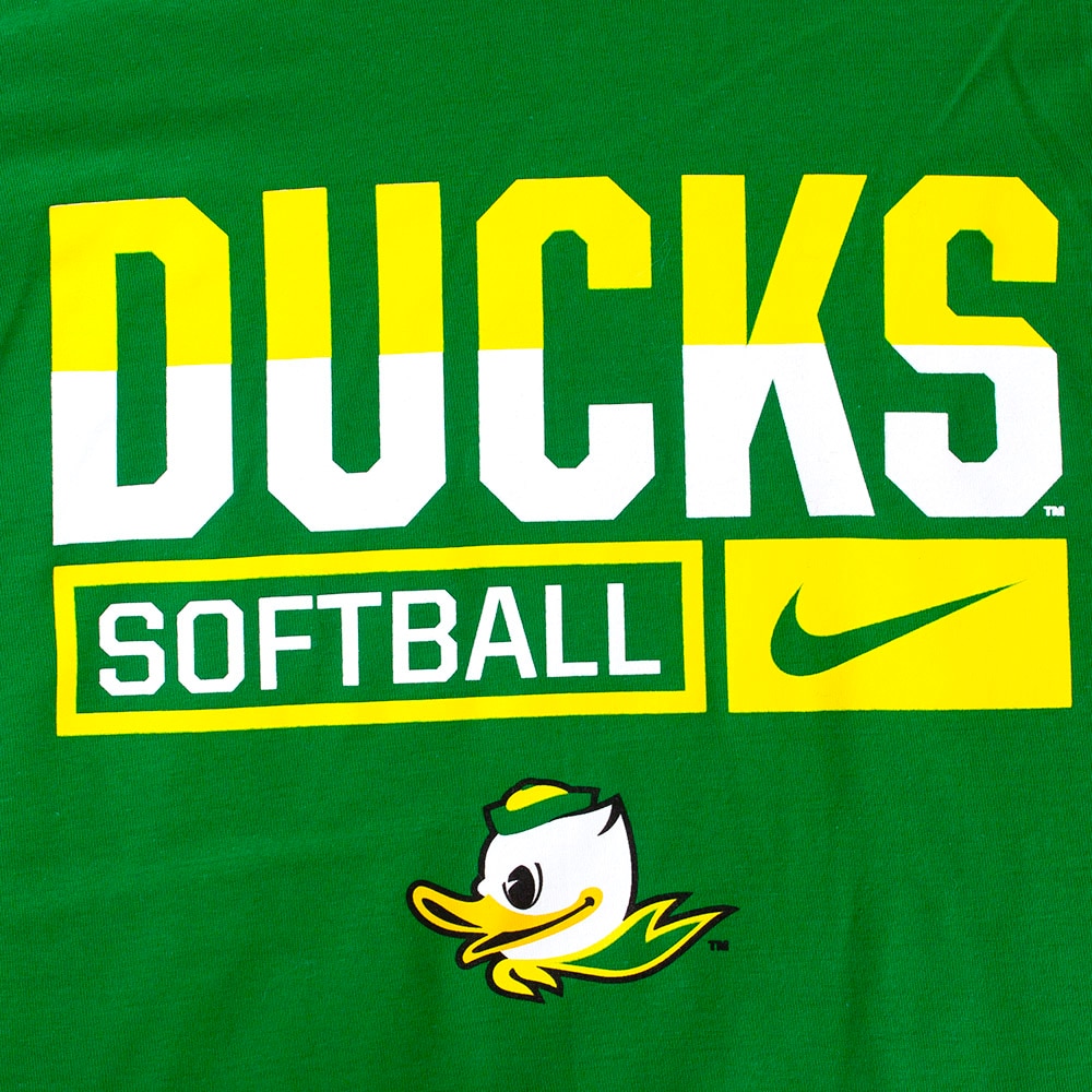 Fighting Duck, Nike, Green, Crew Neck, Cotton, Kids, Youth, Softball, Softball, T-Shirt, 813469